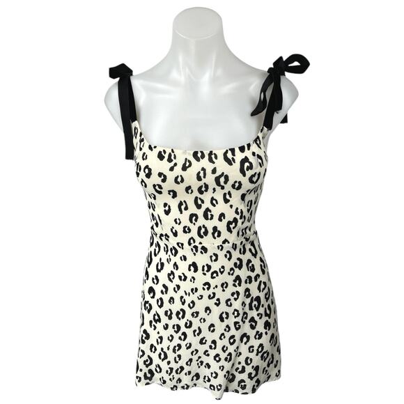 Reformation White Black Leopard Animal Print Sleeveless Mini A-line Tank Dress 0 - Picture 1 of 6